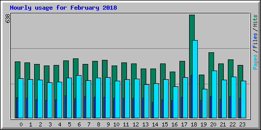 Hourly usage for February 2018